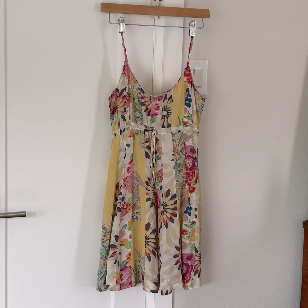 Johnny Was Silk Mini Dress Floral Bohemian Summer - XS